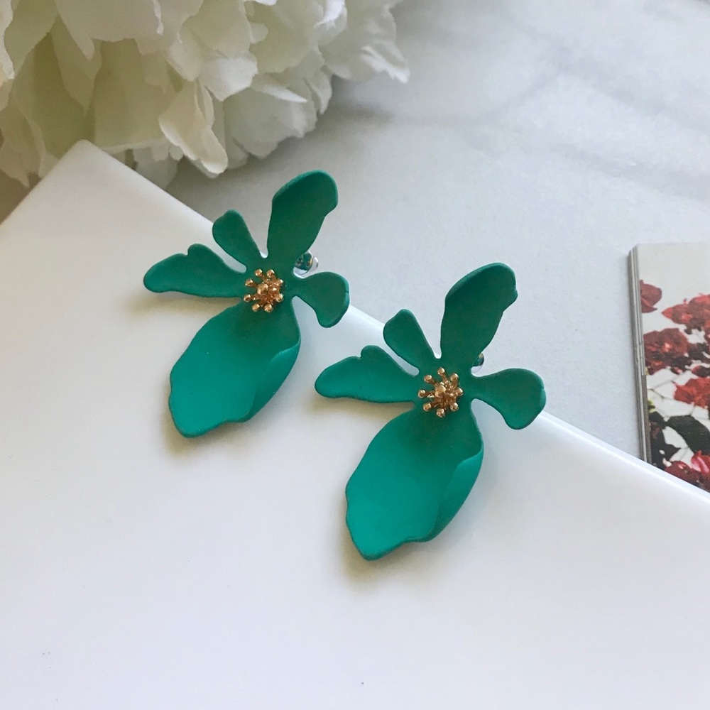 🔴 3/30$ Turquoise Floral Flower Stud Earrings